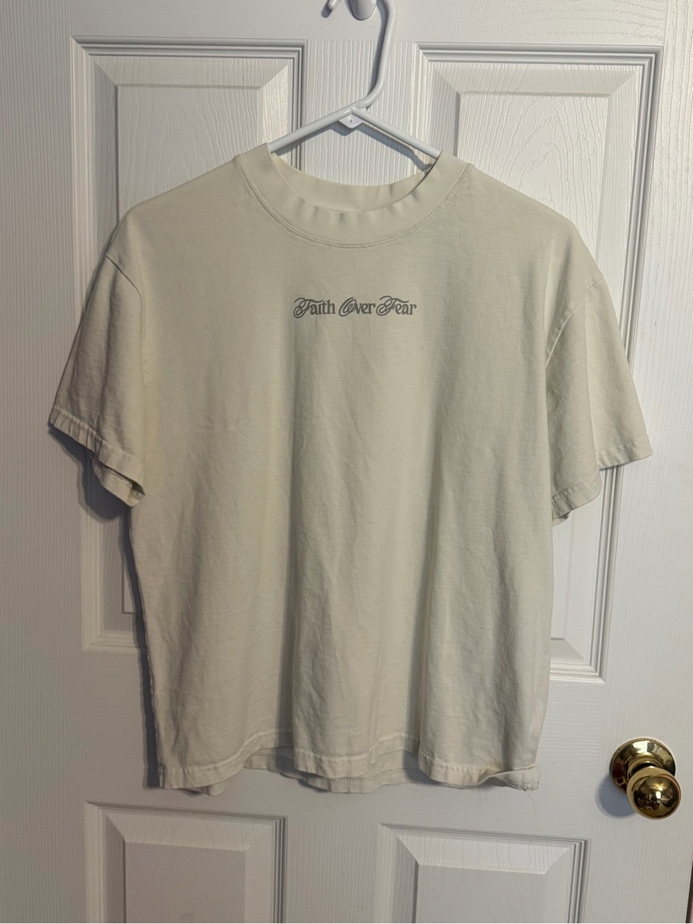 Faith Over Fear Crewneck Tee - Cream